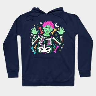 Illustration Zombie With Skeleton Hoodie